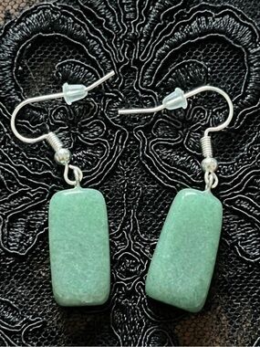 Green Aventurine Barrel Drop Earrings